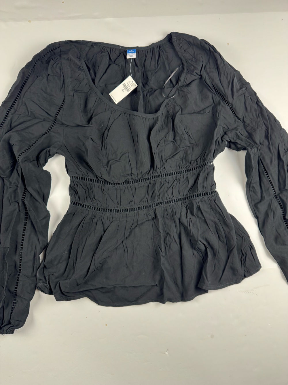 Old Navy Black Long-Sleeve Peasant Blouse